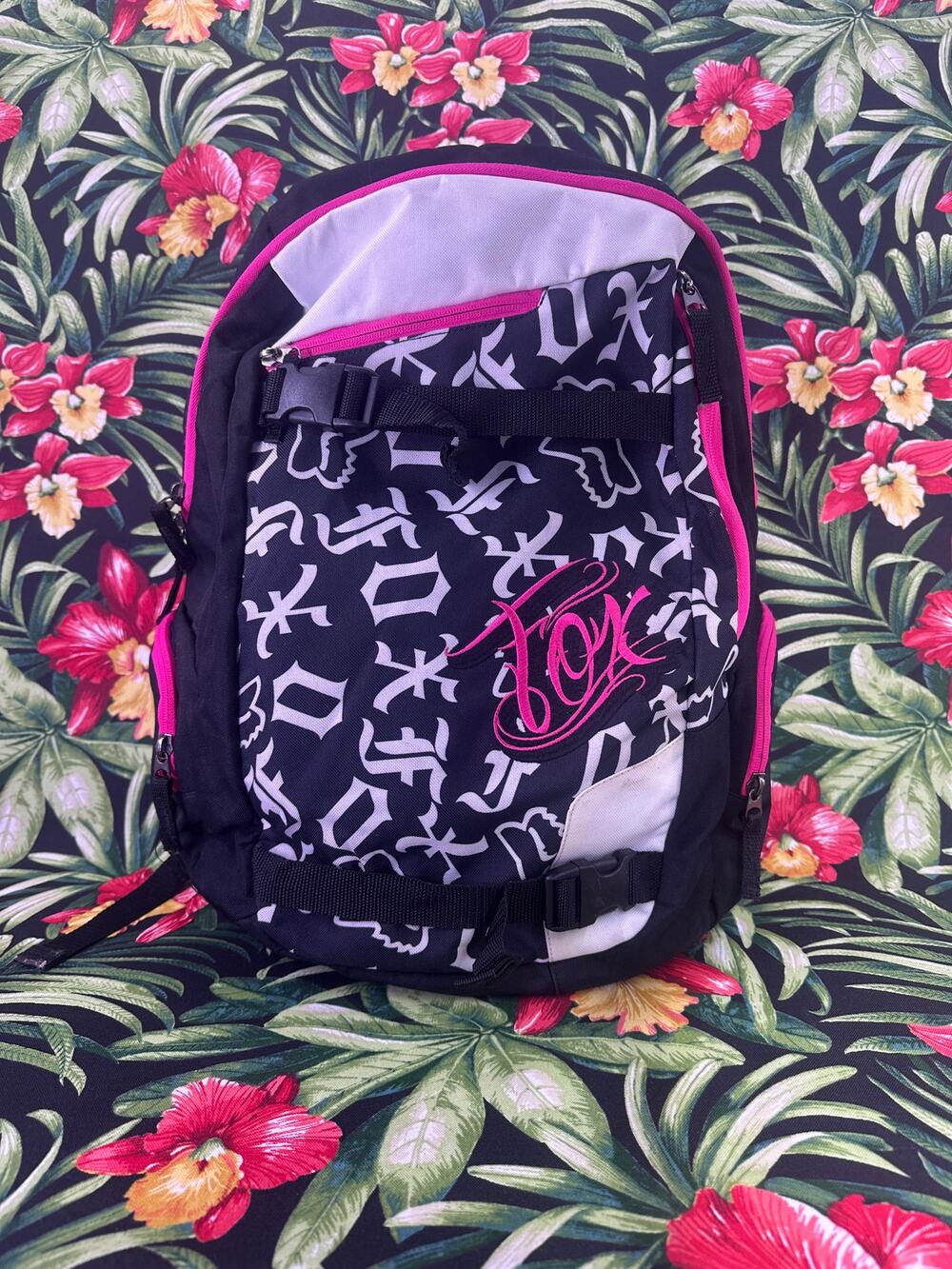 Fox Ride On Pink and Black Skater Backpack Size Large
